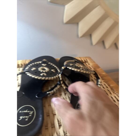 Jack Rogers Georgica Jelly Sandals Black/Gold Size 10 - Picture 4 of 8